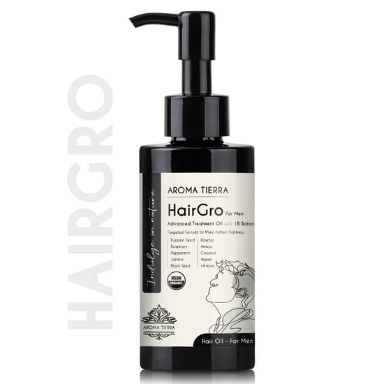 Aroma Tierra HairGro- Hair Growth Oil with Pumpkin seed oil and rosemary, advanced hair treatment oil for men pattern baldness.