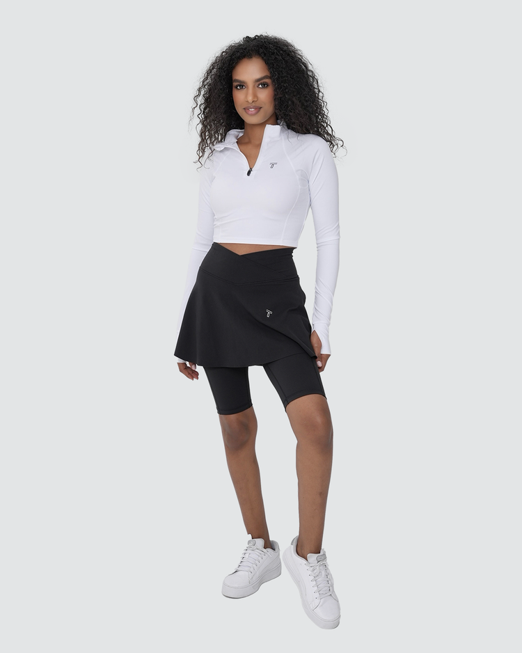 Half-Zip Long Sleeve Crop Top