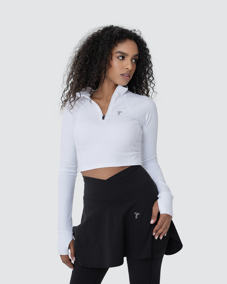 Half-Zip Long Sleeve Crop Top