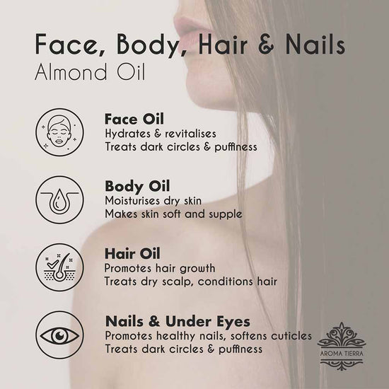 Sweet Almond oil face, body, hair and nails benefits.