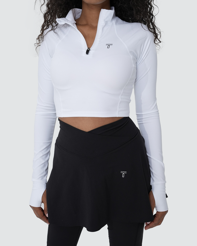 Half-Zip Long Sleeve Crop Top