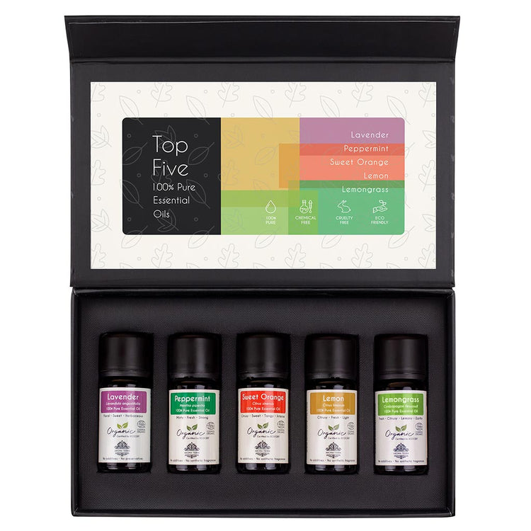 Top 5 Organic Essential Oil Set - For Gift, Diffuser, Skin, Hair