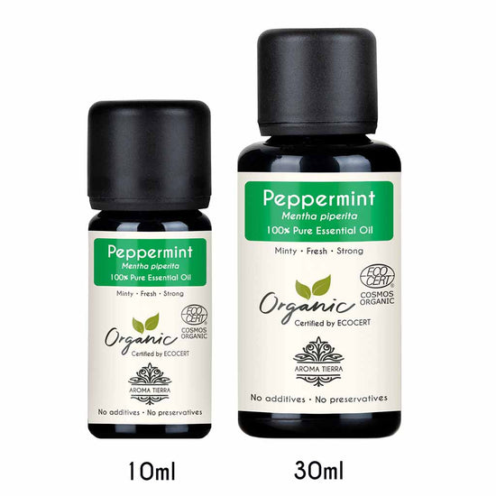 Aroma Tierra Organic Peppermint essential oil relieves muscle and joint pain, decongests and relieves cough.
