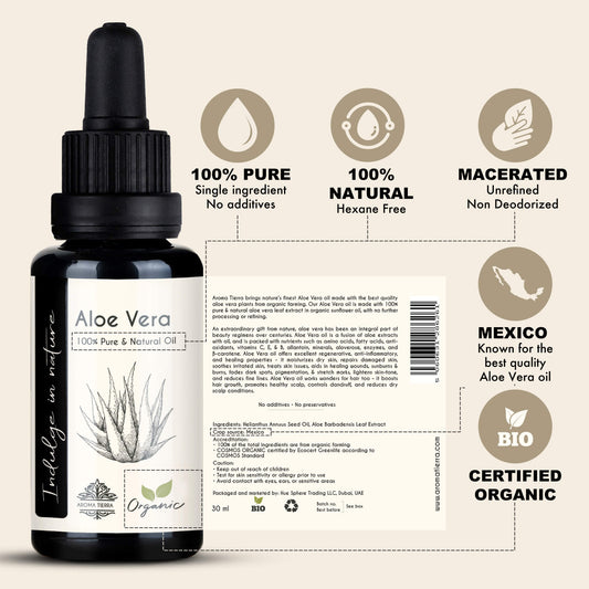Organic Aloe Vera Oil - 100% Pure Natural Unrefined