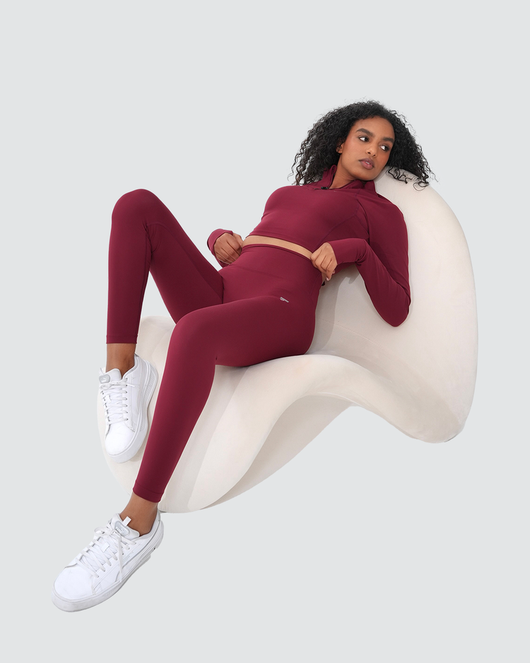 Half-Zip Long Sleeve Crop Top