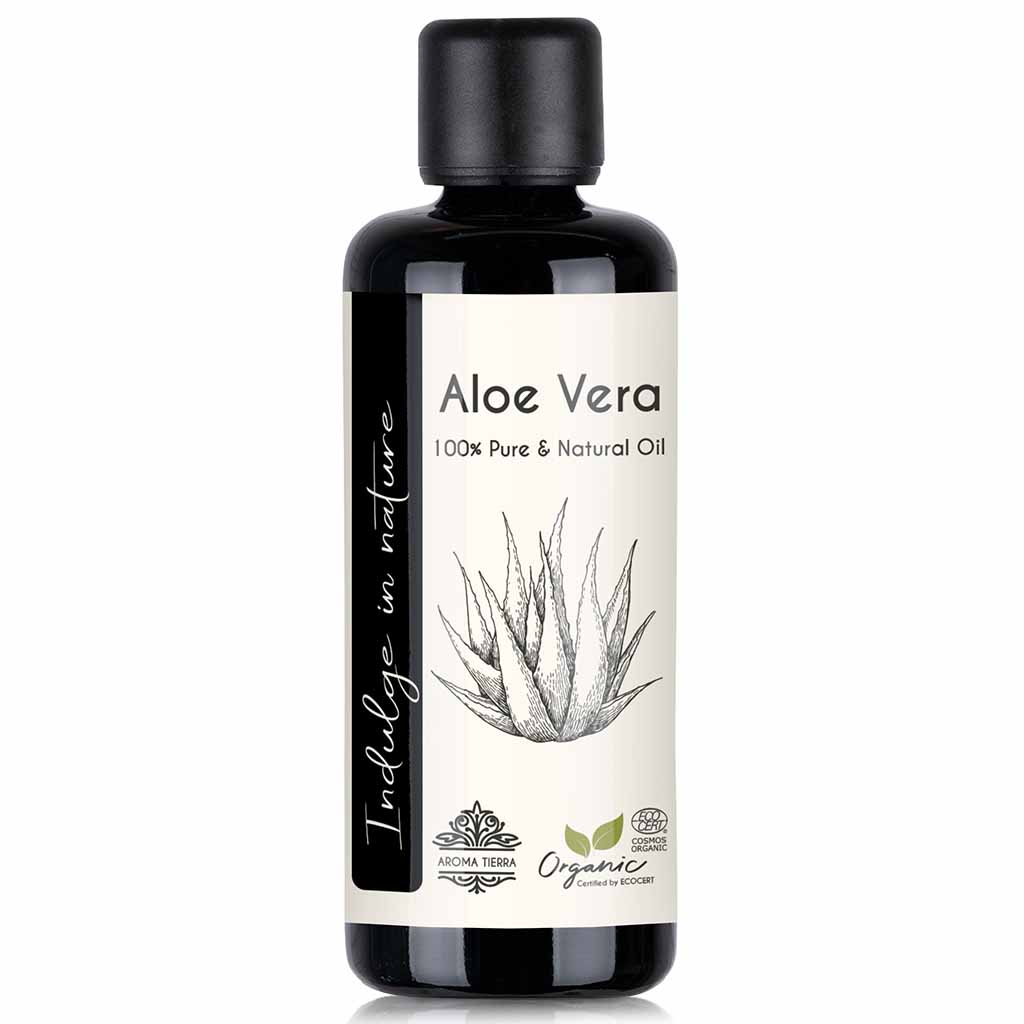 Aroma Tierra Organic Aloe Vera oil best skin moisturizer, antibacterial and antifungal effects, 100 ml.