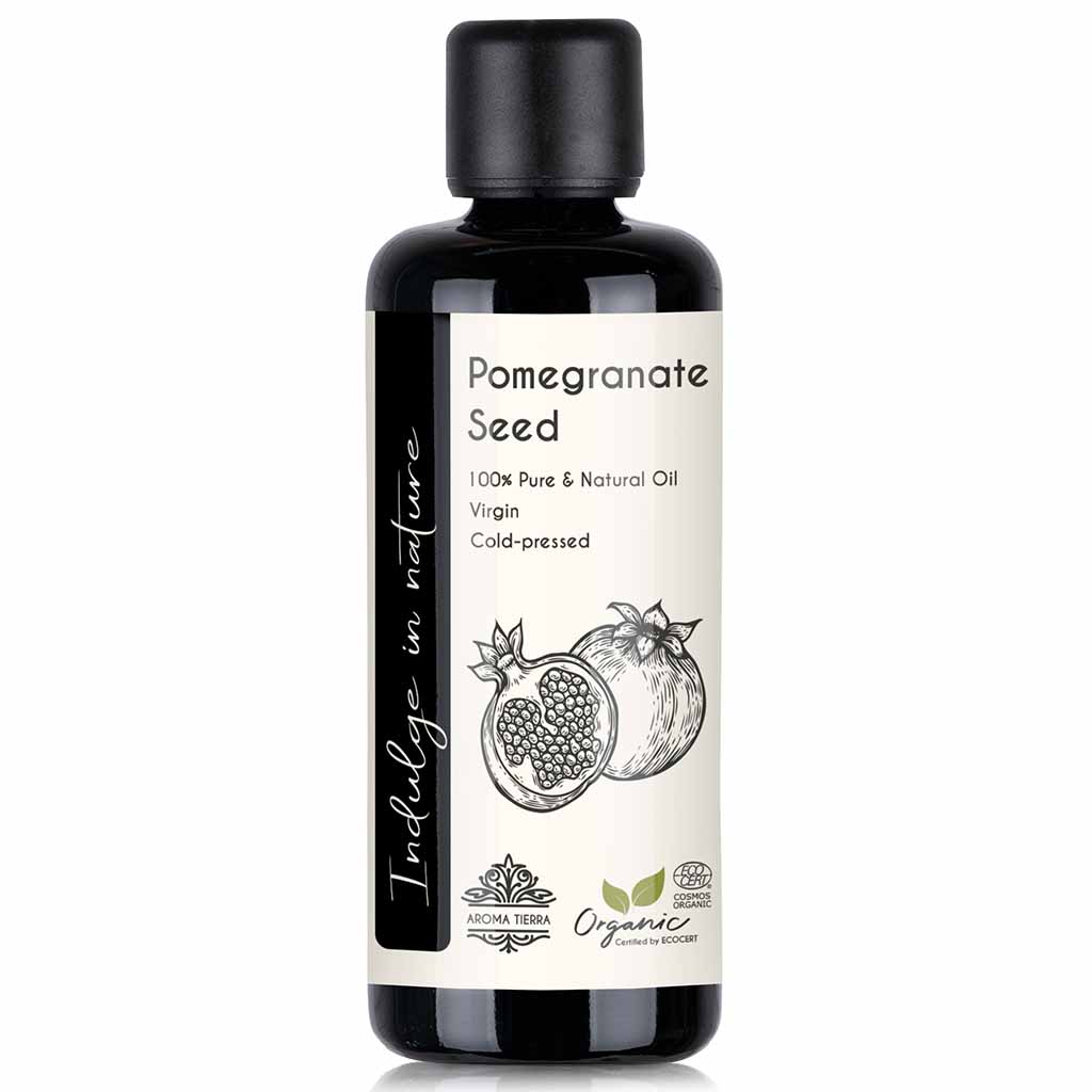Aroma tierra Organic Pomegranate Seed Oil conditions hair and and controls dandruff, 100 ml.