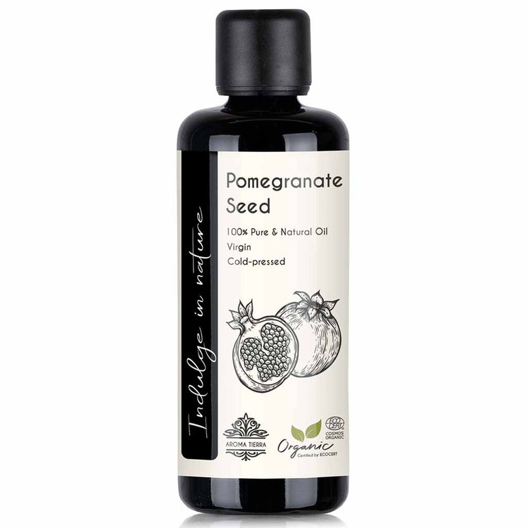 Aroma tierra Organic Pomegranate Seed Oil conditions hair and and controls dandruff, 100 ml.
