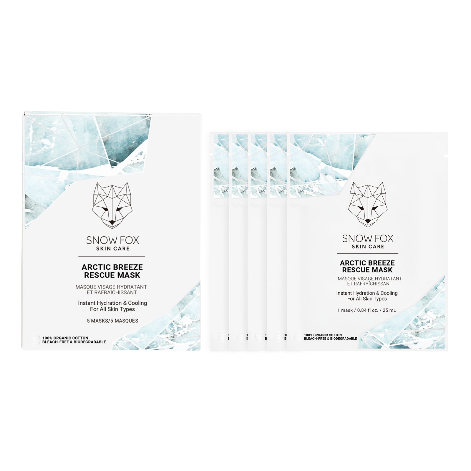 award winning arctic breeze rescue sheet mask by snow fox skincare