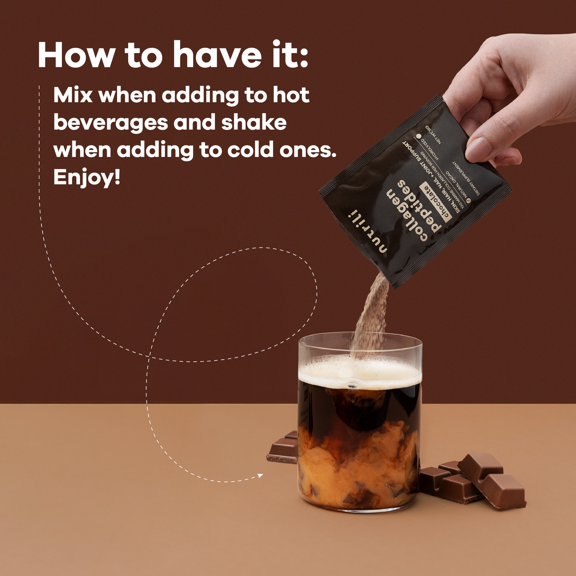 Nutrili collagen powder, chocolate flavor