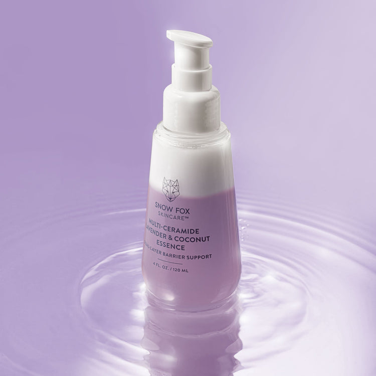A ceramide-packed milky two-layer essence that hydrates, refreshes and supports the skin's natural moisture barriers. Multi Ceramide Lavender and Coconut Essence.