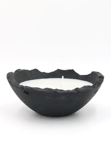 Minimalistic aesthetic soy wax candles in black concrete bowl made in Dubai