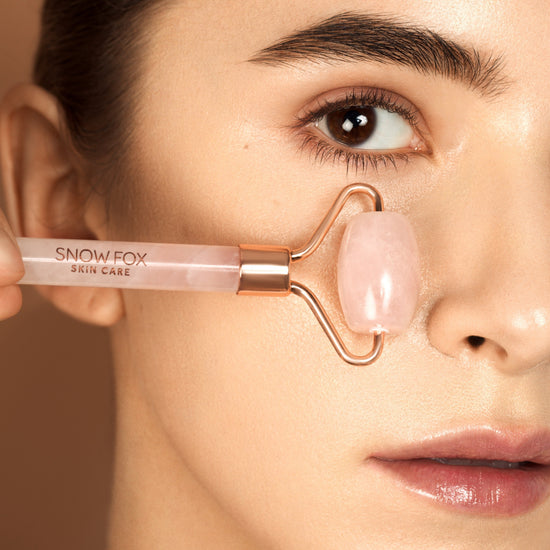 100% pure Rose Quartz crystal Facial Roller Snow Fox skincare