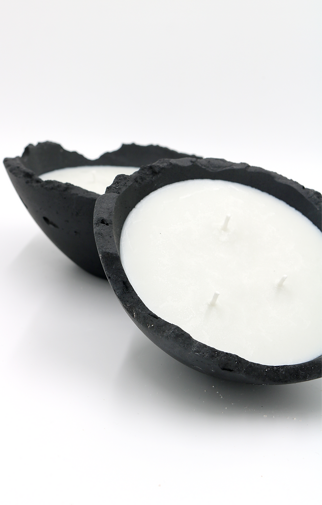 Concrete bowl in Eries collection soy wax scented candles made in Dubai