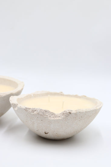 Luxury scented soy wax candles in concrete bowl made in Dubai