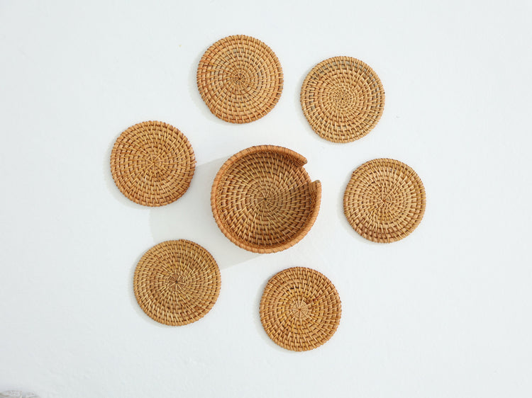 Rattan Coasters - Set of 6