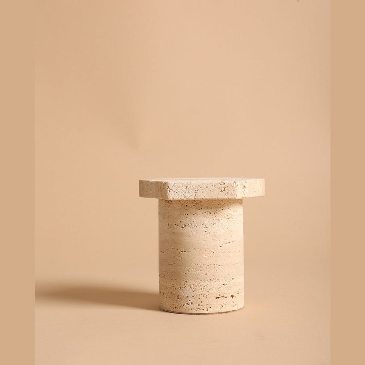 Wide Travertine Candle Holder