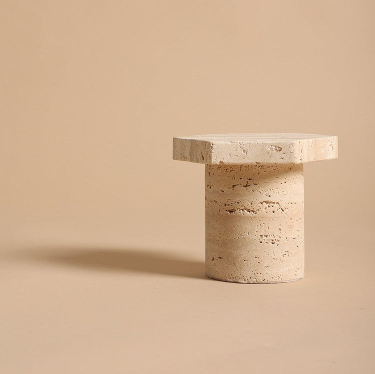 Wide Travertine Candle Holder