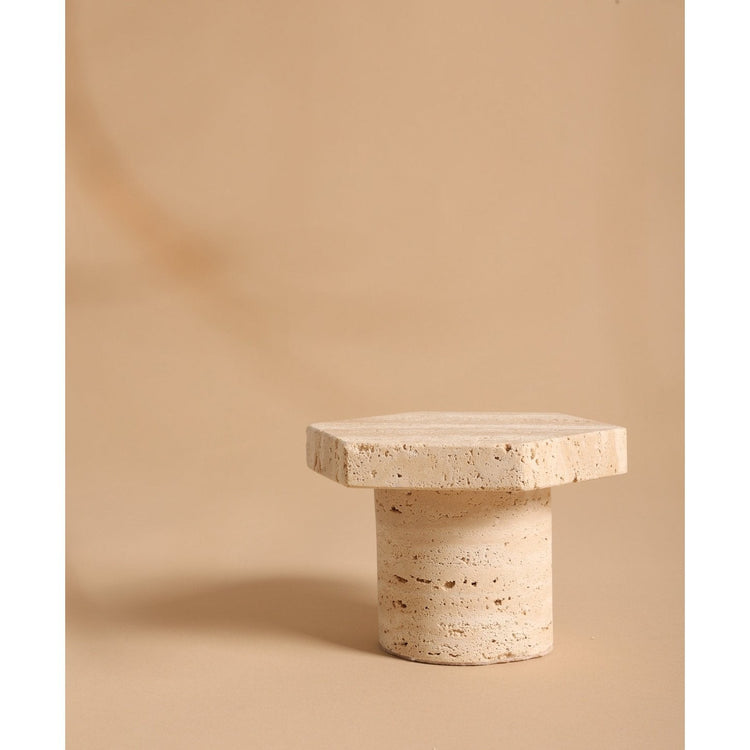 Wide Travertine Candle Holder