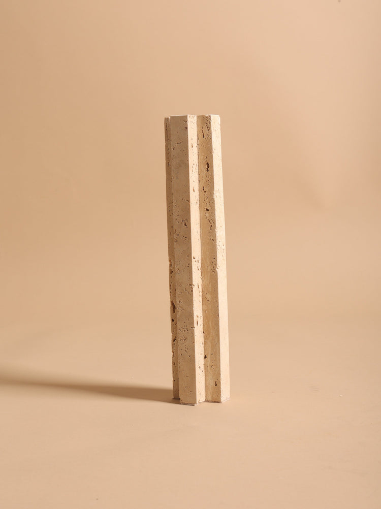 Tall Travertine Candle Holder