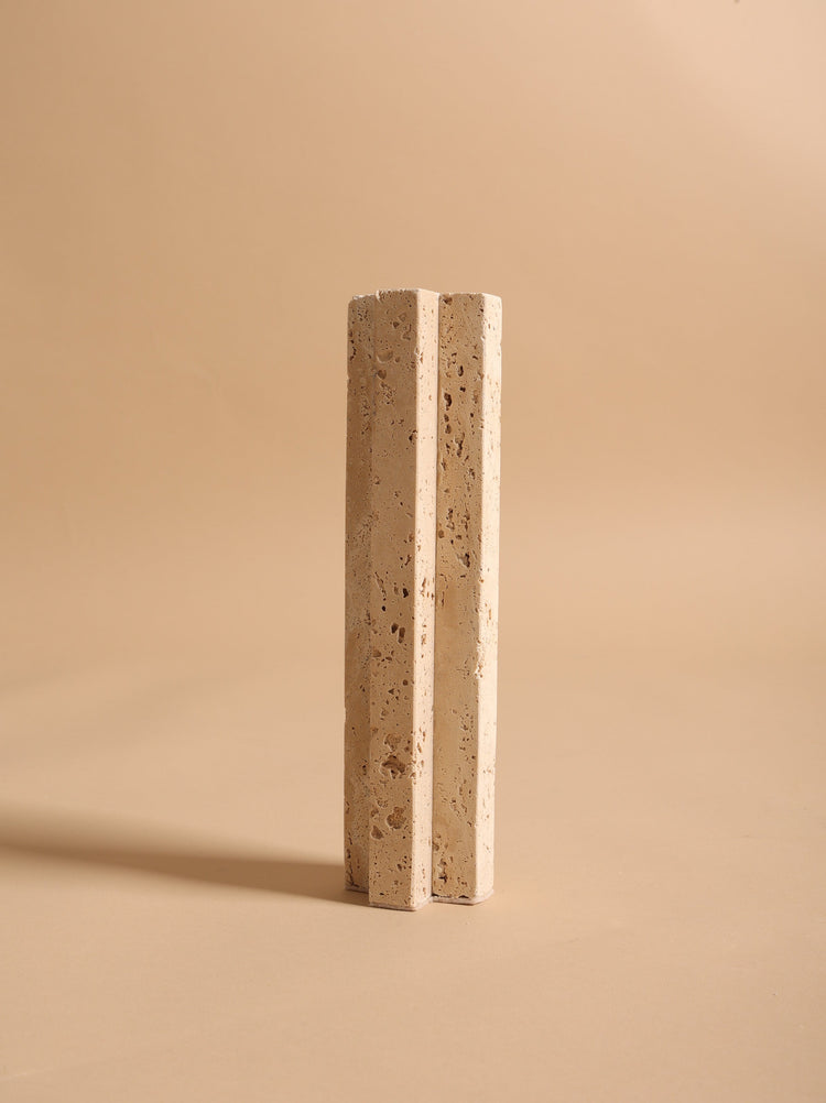 Tall Travertine Candle Holder