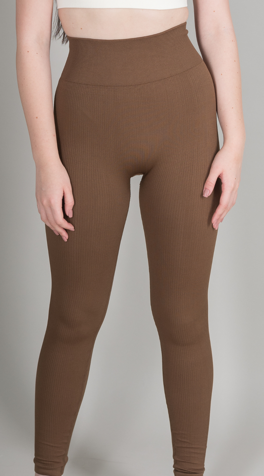 Ribbed Leggings- Coffee