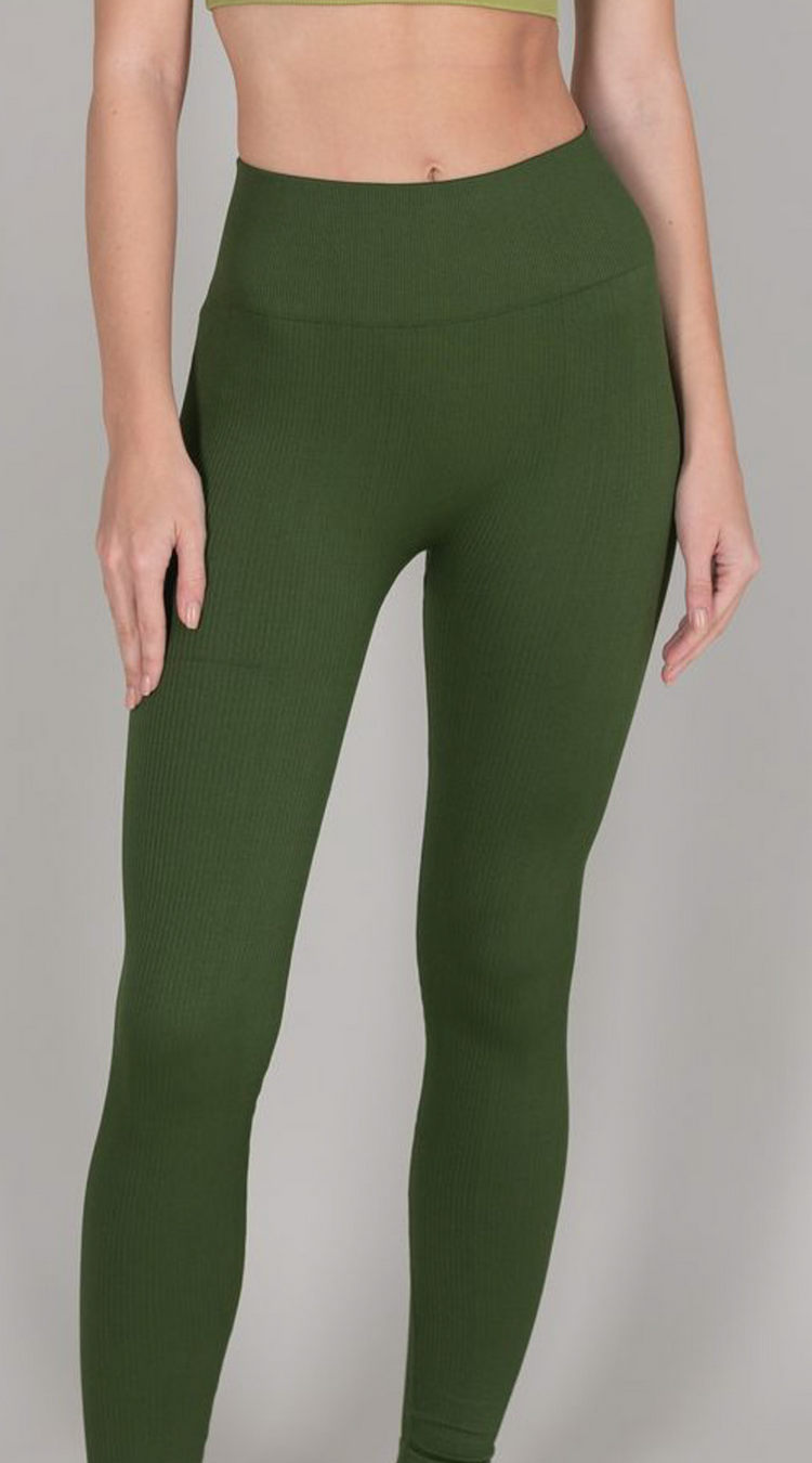 Ribbed Leggings - Chive