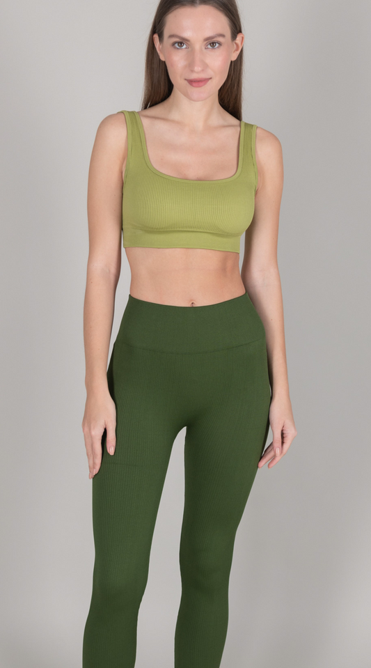 Ribbed Leggings - Chive