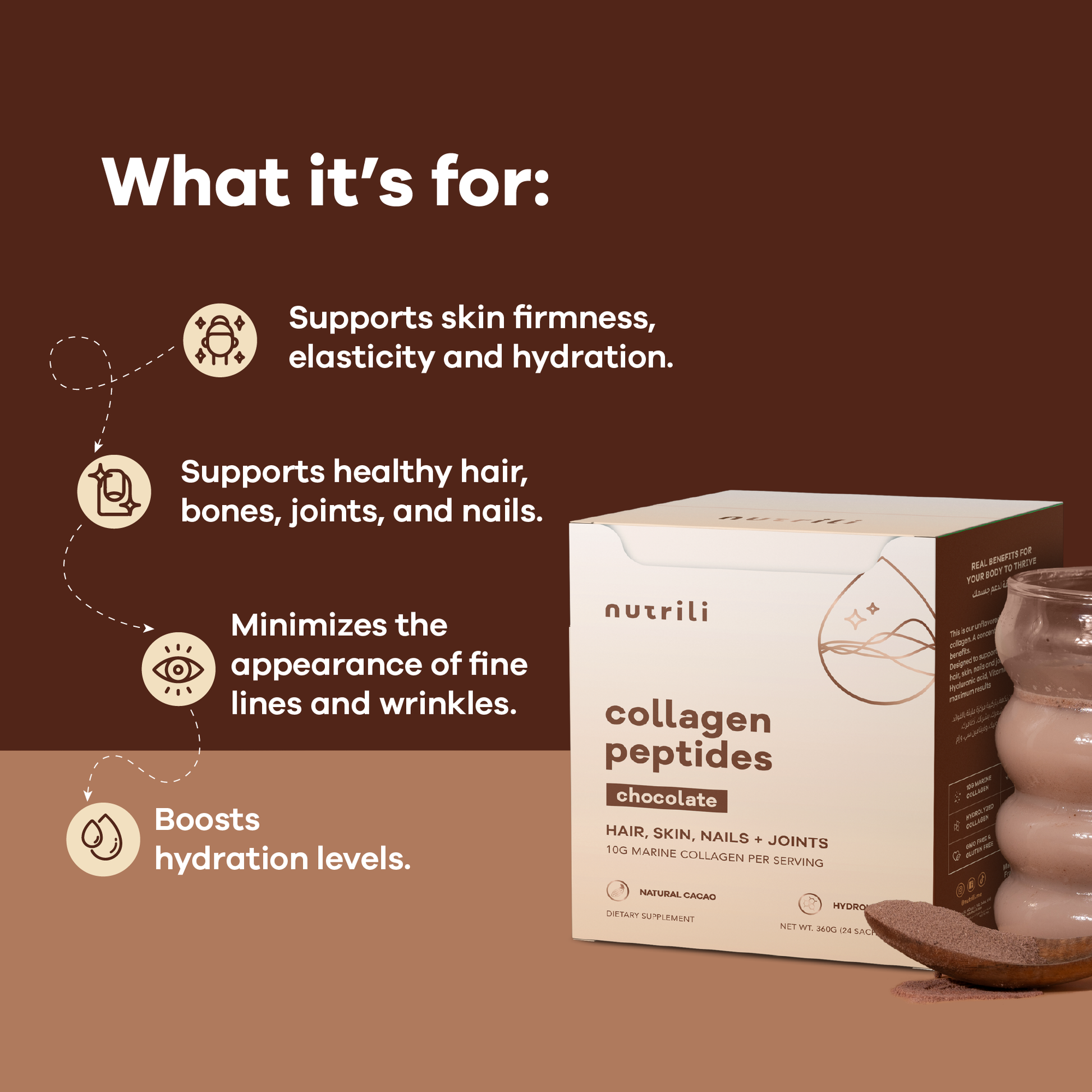 Marine-based chocolate collagen peptides