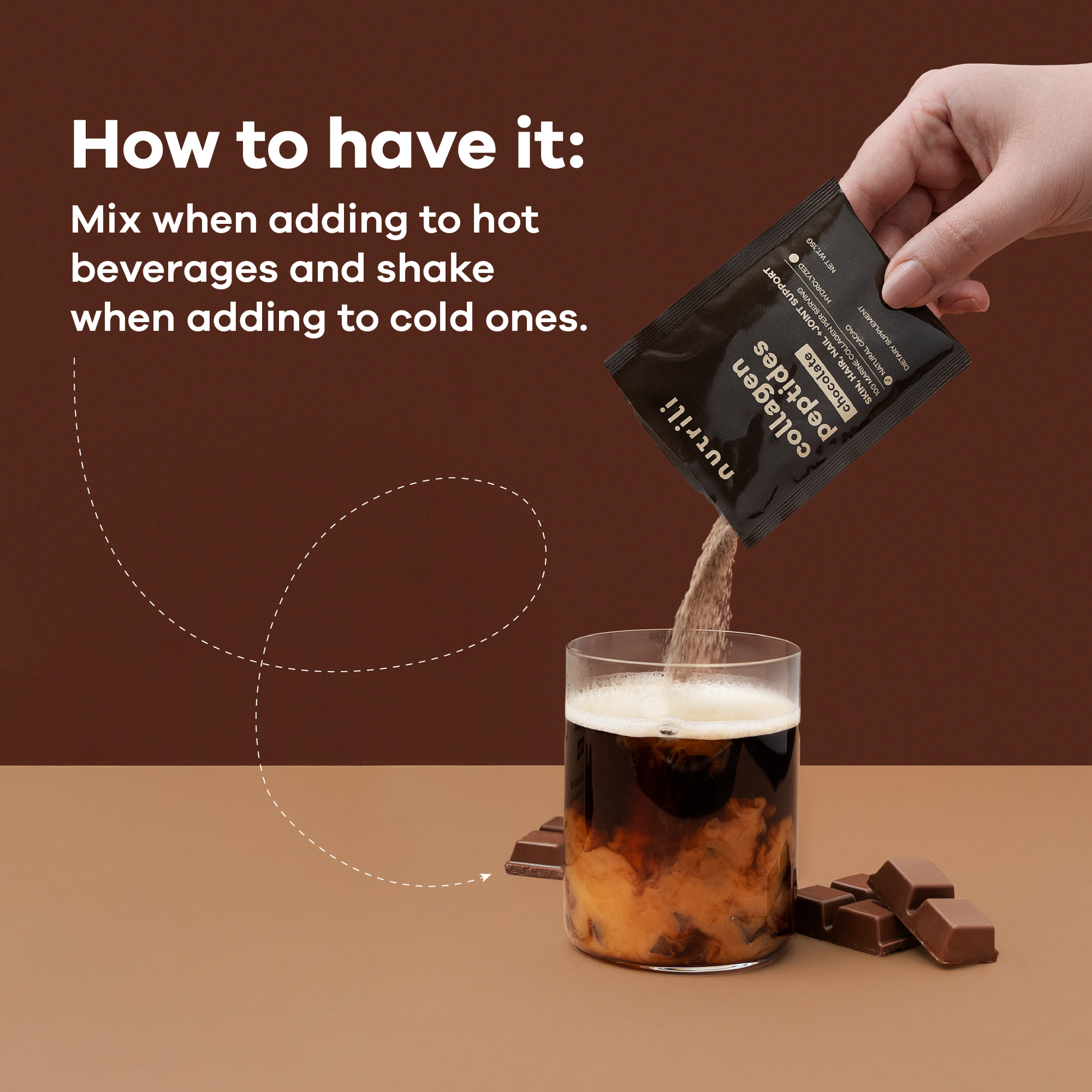 Nutrili collagen powder, chocolate flavor