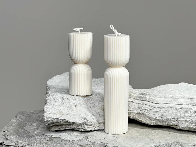 Ribbed Pillar Candle