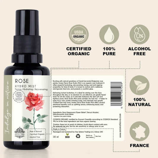 Rose Hydro Mist (Rose Water) - For Face, Toner, Relaxation - Rosewater