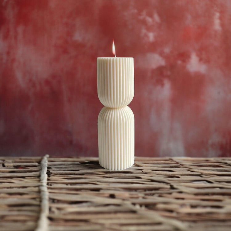 Ribbed Pillar Candle