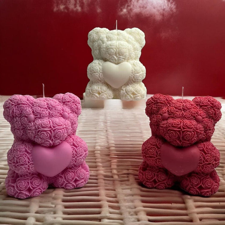 Rose Teddy Bear Candle