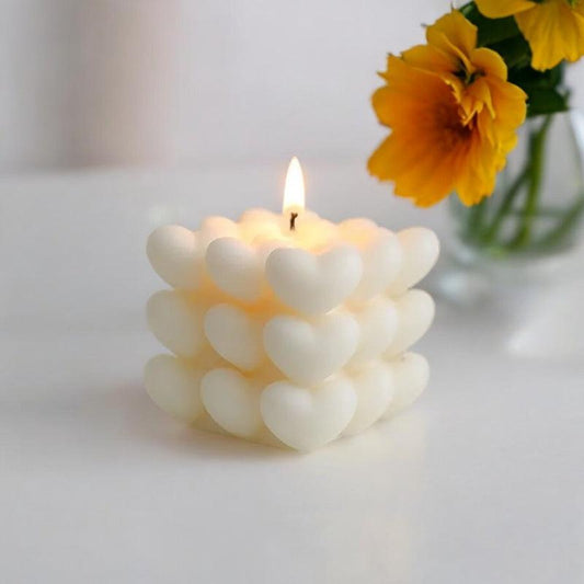 Heart Bubbles Cube Candle