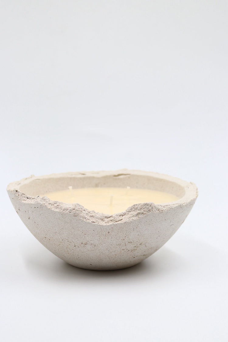 Handmade concrete bowl soy wax scented candle