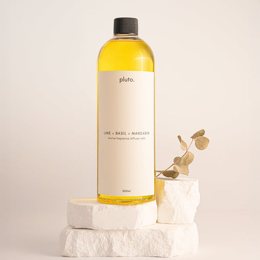 Lime Basil Mandarin reed diffuser refill — fresh herbal citrus scent