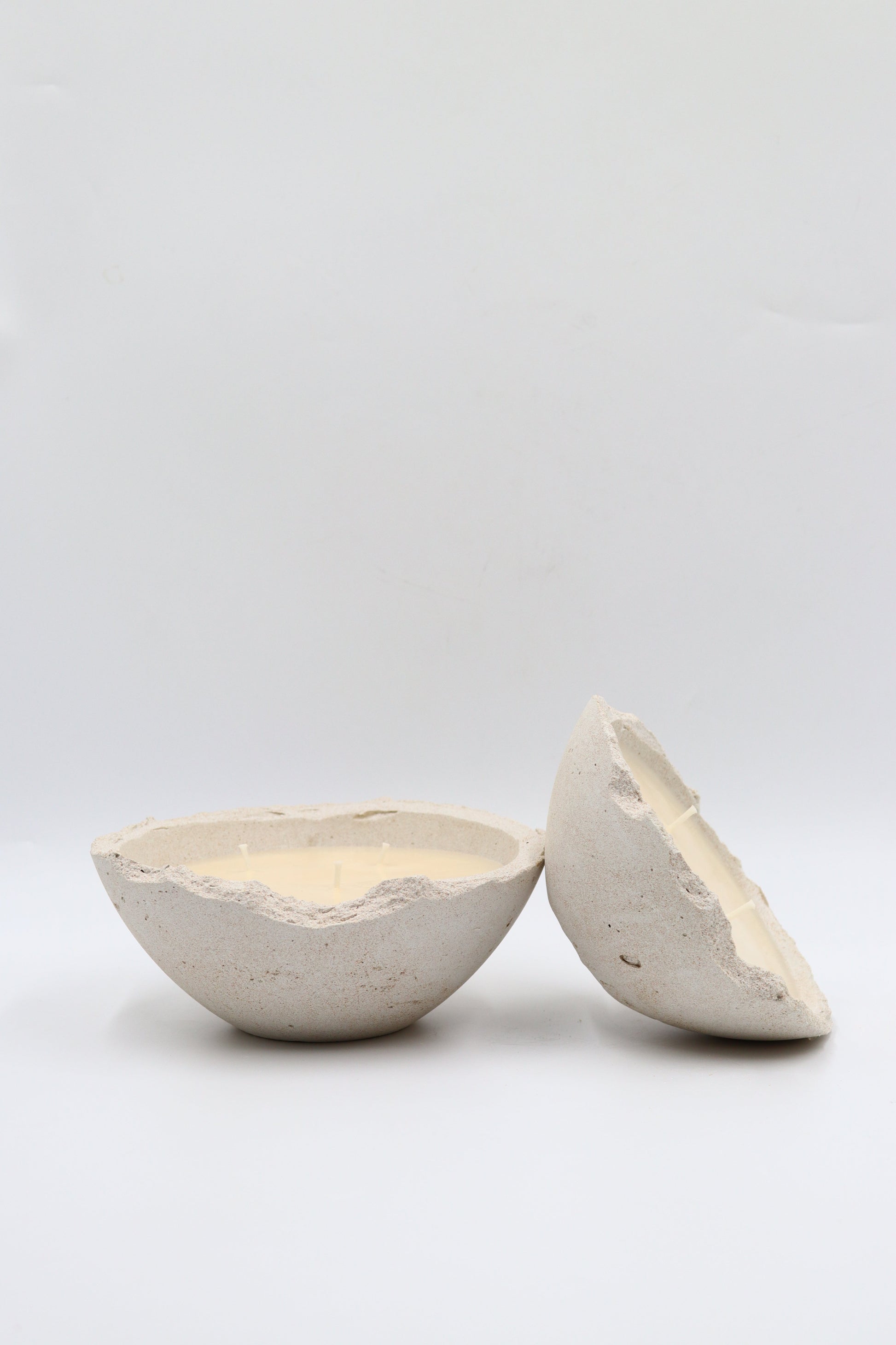 Scented soya wax candles in handmade Eries collection concrete bowl