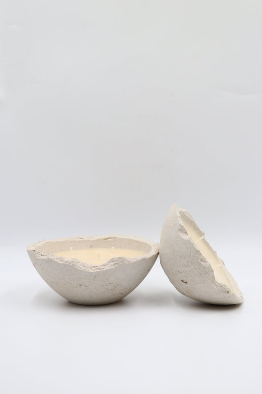 Scented soya wax candles in handmade Eries collection concrete bowl