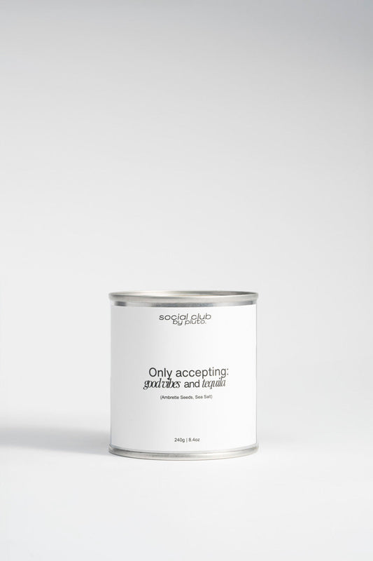 Hand-poured tequila-inspired soy candle with good vibes message